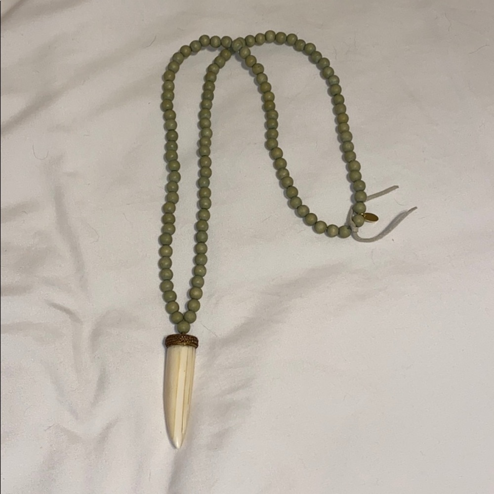 Boho Beads sage green beads with tooth !